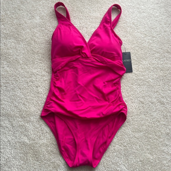 Ralph Lauren Fuchsia Wrap One Piece Swimsuit